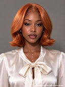13x4 lace front Wig straight bob orange 8 inch 100% Human Hair