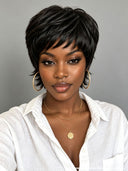 Ready to go pixie wig Machine Made straight 100% Human Hair for black woman