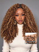 Feather Crochet Human Hair Extensions deep wave Brown with Honey Highlights invisible and comfortable 100% Human Hair