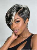 13x4 lace front White highlights pixie cut Straight side part 100% Human Hair