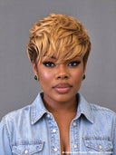 13x4 lace front pixie cut wig quick weave honey highlight 100% Human Hair