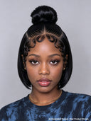 13x4 Lace Front Wig Natural Black Straight bob Pre-styled Updo  8 inch 100% Human Hair