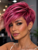 Pixie cut wig Lace front 13x4 wig burgundy straight 100% Human Hair