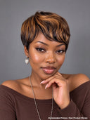 Ready to Go Glueless Wig pixie highlight straight Machine Made 100% Human Hair