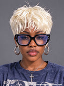 Glueless wig pixie blonde quick weave 100% Human Hair