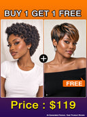 2 wigs $119 pixie Easy to wear machine made straight & afro curly 100% Human Hair