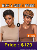 Half-price 2 wigs $129 Easy to wear machine made 2 color straight & afro curly 100% Human Hair