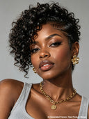 Lace front Pixie cut Wig curly wave for black woman 100% Human Hair