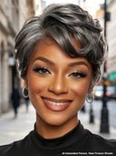 Lace wig 13x4 salt and pepper pixie quick weave side part 100% Human Hair