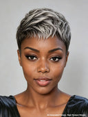 Gluelesse wig Pixie silver Salt and Pepper Wear & Go