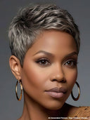Special offer Salt Pepper pixie cut wig straight 100% Human Hair