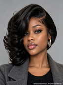 Lace front pixie Wig bob black side part 100% Human Hair