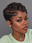 Pixie 13x4 lace front Wig chioma finger wave for black woman 100% Human Hair