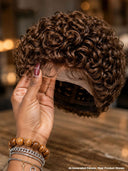Lace front 13x4 pixie cut brown curly wave wig