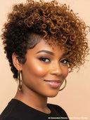 Pixie wig lace front 13x4 brown highlight curly wave 100% Human Hair