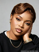 Lace front 13x4 pixie wig Brown side part for black women