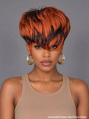 13x6 lace front HD lace Wig pixie cut wig orange highlght 100% Human Hair