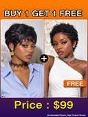 2 wigs $99 Easy to wear machine made black straight & afro curly 100% Human Hair