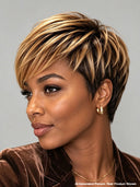 Lace front 13x4 pixie wig honey highlight straight