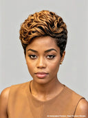 Gluelesse wig Pixie machine made honey highlight