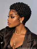Lace front 13x4 pixie wig curly wave with baby Hair