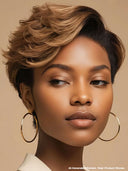 Lace front 13x4 Pixie wig quick weave honey highlight 100% Human Hair