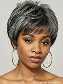 Pixie cut wig salt and pepper straight 100% Human Hair