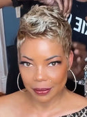 Pixie wig straight highlights 100% Human Hair
