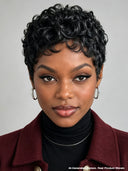 Pixie wig Ready to go Machine Made finger wave 100% Human Hair for black woman