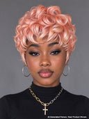 Ready to go Glueless wig pixie rose pink quick weave 100% Human Hair