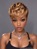 Glueless wig pixie wig Machine Made honey highlight 100% Human Hair