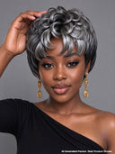Silver Salt And Pepper collection Machine Made pixie cut wig 100% Human Hair
