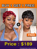 Great Deal 2 wigs +1 FREE Hair Straightener Comb machine made pixie wig 100% Human Hair