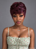 Ready to go Glueless wig pixie straight Burgundy 100% Human Hair