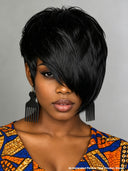 Easy to go machine made black pixie cut wig 100% Human Hair