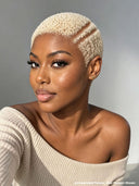 Full lace pixie cut wig blonde afro for black women