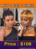 Great Deal Buy 1 Get 1 Free $108 machine made wig finger wave & straight 100% Human Hair