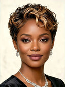Lace front 13x4 Pixie wig honey highlight quick weave