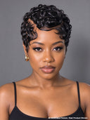 13x4 lace front Wig black pixie cut wig chioma finger wave 100% Human Hair