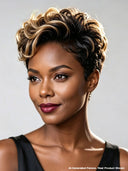 HD Lace front 13x4 Pixie cut Wig honey highlight