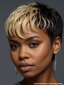 Glueless Wig pixie cut machine made honey highlight 100% Human Hair