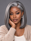 lace closure 7x5 Wig salt and pepper straight bob 10 inch 100% Human Hair