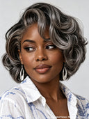 Lace closure 7x5 Wig bob salt and pepper 100% Human Hair