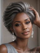 Pixie cut wig 5X5 Lace front Salt and Pepper 100% Human Hair