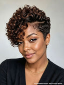 Lace front 13x4 pixie wig side part Brown highlight for black woman