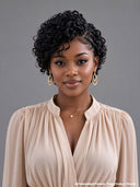 13x4 lace front wig curly wave pixie curly wave side part with braided style 100% Human Hair