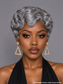 Machine Made Silver Salt And Pepper Grey pixie cut wig 100% Human Hair