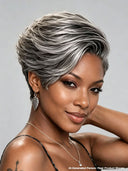 Lace closure 7x5 Pixie wig silver straight for black women