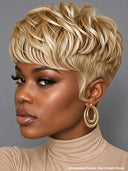 Glueless wig pixie cut wig quick weave blonde 100% Human Hair