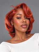 13x4 lace front Wig orange pixie cut wig 100% Human Hair